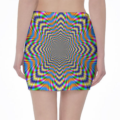 Octagonal Psychedelic Optical Illusion Pencil Mini Skirt