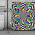 Octagonal Psychedelic Optical Illusion Polyester Shower Curtain