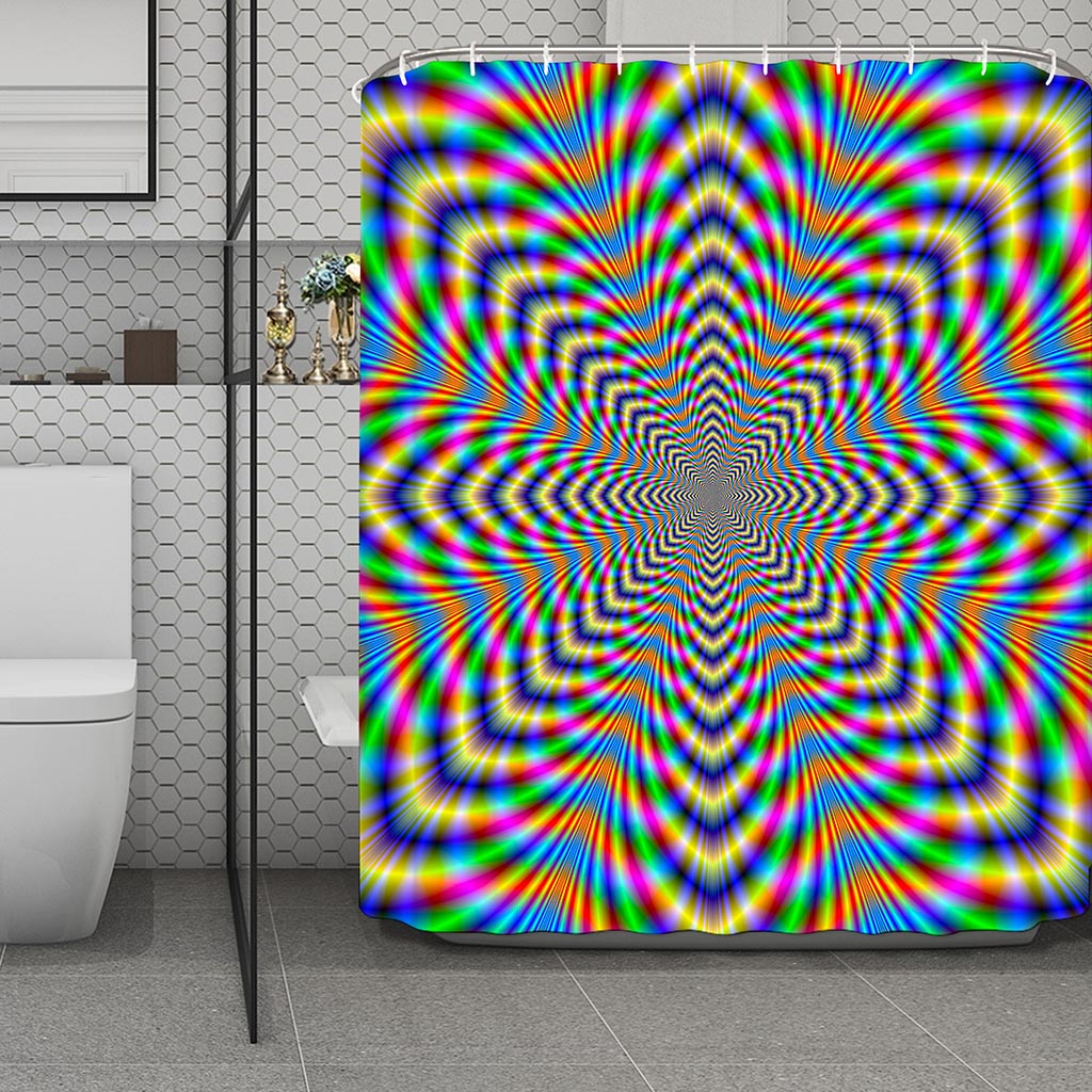 Octagonal Psychedelic Optical Illusion Polyester Shower Curtain