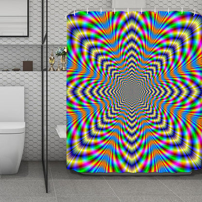 Octagonal Psychedelic Optical Illusion Polyester Shower Curtain
