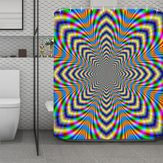 Octagonal Psychedelic Optical Illusion Polyester Shower Curtain