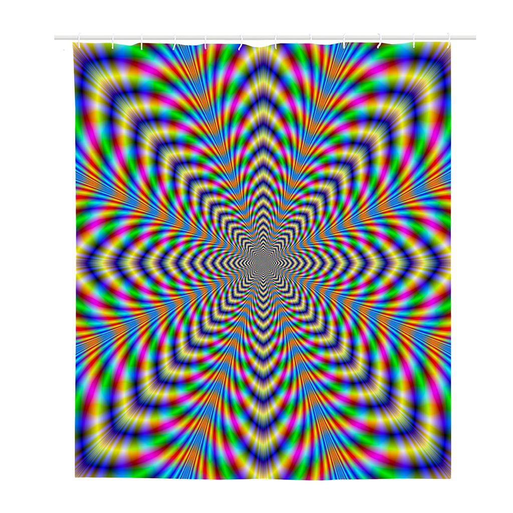 Octagonal Psychedelic Optical Illusion Polyester Shower Curtain
