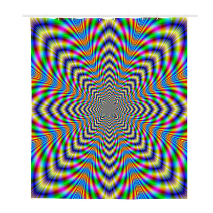 Octagonal Psychedelic Optical Illusion Polyester Shower Curtain