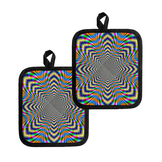 Octagonal Psychedelic Optical Illusion Pot Holders