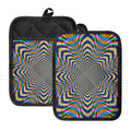 Octagonal Psychedelic Optical Illusion Pot Holders With Pocket