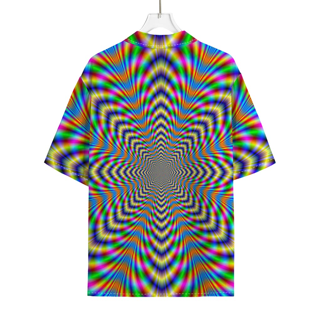 Octagonal Psychedelic Optical Illusion Rayon Hawaiian Shirt