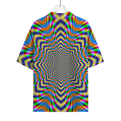 Octagonal Psychedelic Optical Illusion Rayon Hawaiian Shirt