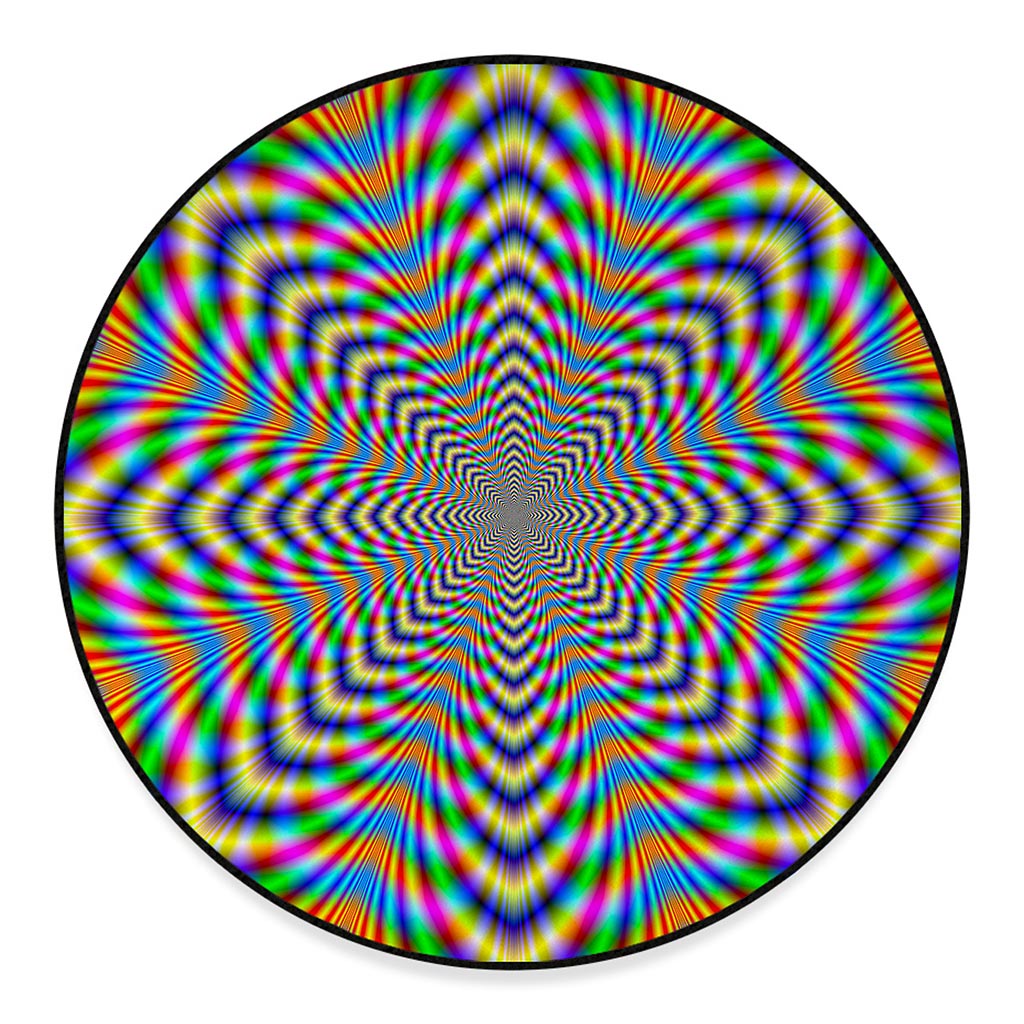 Octagonal Psychedelic Optical Illusion Round Floor Mat