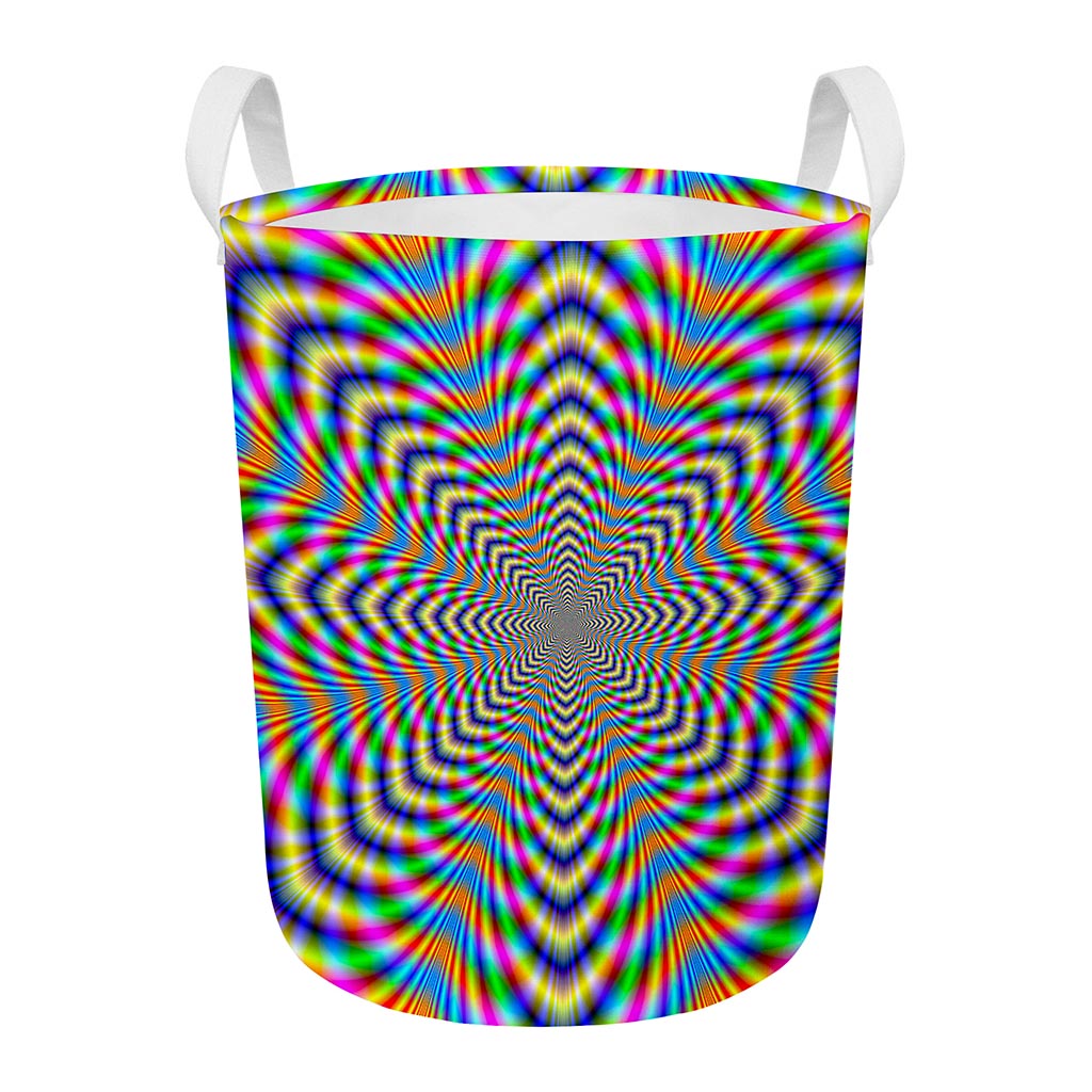 Octagonal Psychedelic Optical Illusion Round Laundry Basket