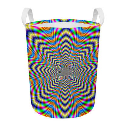 Octagonal Psychedelic Optical Illusion Round Laundry Basket