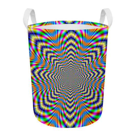 Octagonal Psychedelic Optical Illusion Round Laundry Basket