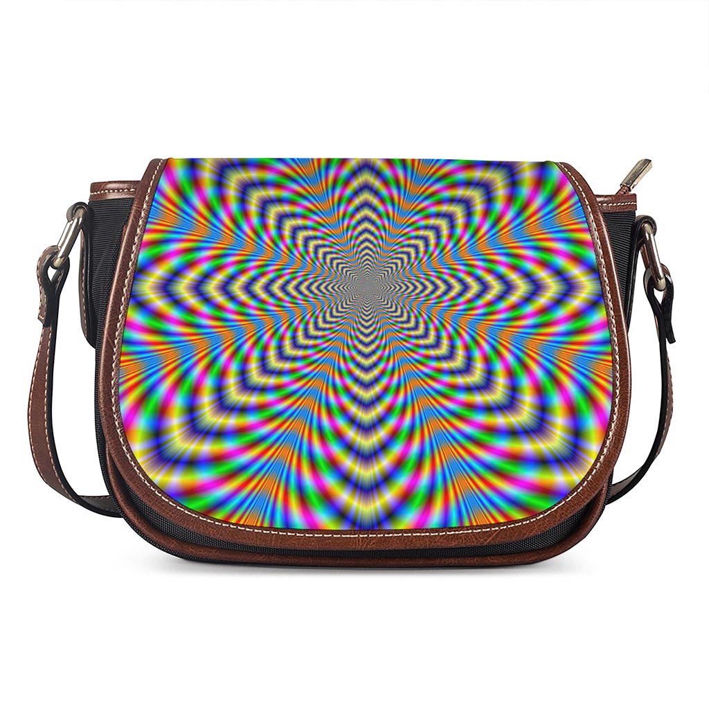 Octagonal Psychedelic Optical Illusion Saddle Bag