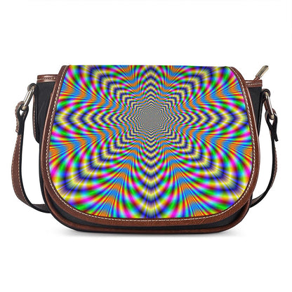 Octagonal Psychedelic Optical Illusion Saddle Bag
