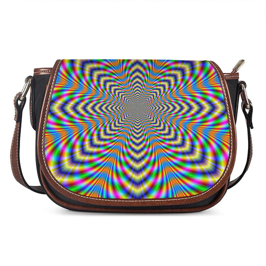 Octagonal Psychedelic Optical Illusion Saddle Bag