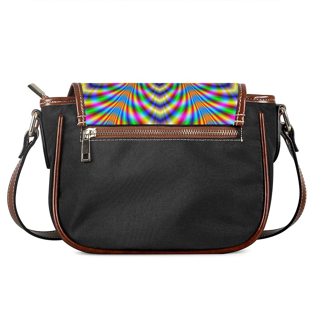 Octagonal Psychedelic Optical Illusion Saddle Bag