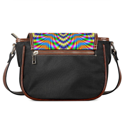 Octagonal Psychedelic Optical Illusion Saddle Bag