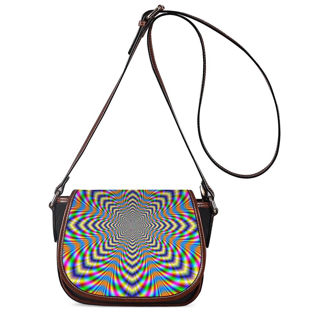 Octagonal Psychedelic Optical Illusion Saddle Bag