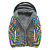 Octagonal Psychedelic Optical Illusion Sherpa Lined Zip Up Hoodie
