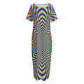 Octagonal Psychedelic Optical Illusion Short Sleeve Long Nightdress