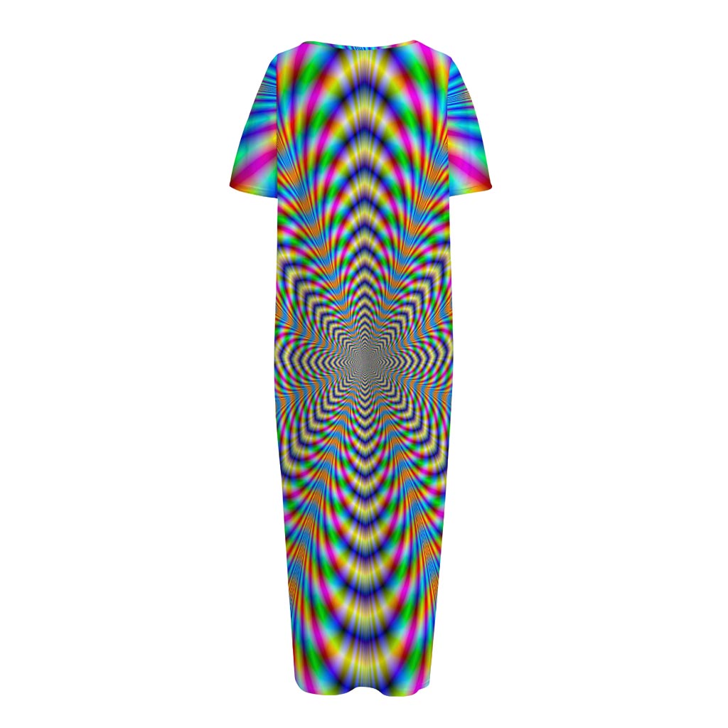 Octagonal Psychedelic Optical Illusion Short Sleeve Long Nightdress
