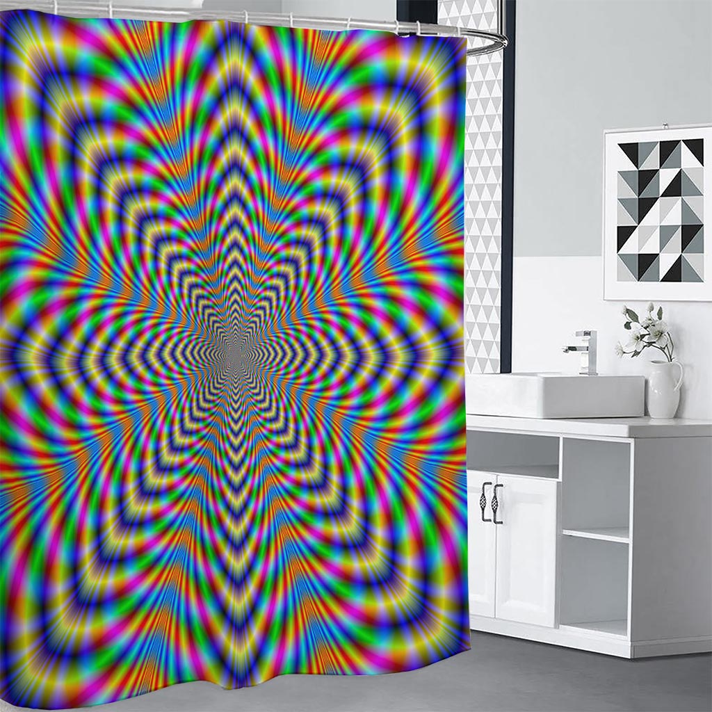 Octagonal Psychedelic Optical Illusion Shower Curtain