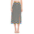 Octagonal Psychedelic Optical Illusion Side Slit Midi Skirt