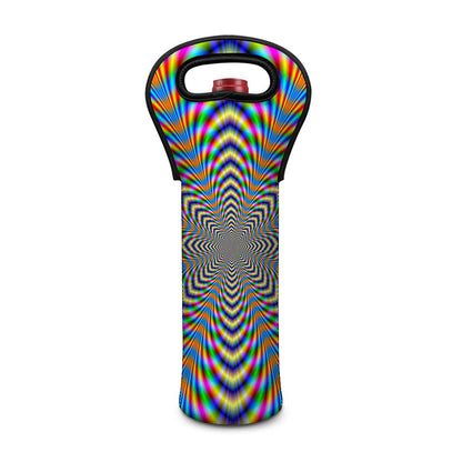 Octagonal Psychedelic Optical Illusion Single Neoprene Wine Tote