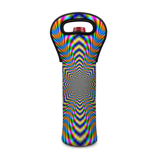 Octagonal Psychedelic Optical Illusion Single Neoprene Wine Tote