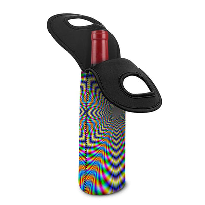 Octagonal Psychedelic Optical Illusion Single Neoprene Wine Tote
