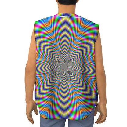 Octagonal Psychedelic Optical Illusion Sleeveless Baseball Jersey