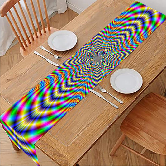 Octagonal Psychedelic Optical Illusion Table Runner