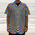 Octagonal Psychedelic Optical Illusion Textured Short Sleeve Shirt