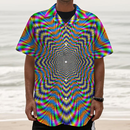 Octagonal Psychedelic Optical Illusion Textured Short Sleeve Shirt