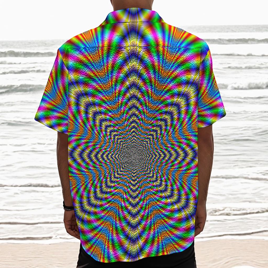 Octagonal Psychedelic Optical Illusion Textured Short Sleeve Shirt
