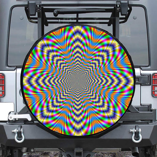 Octagonal Psychedelic Optical Illusion Tire Cover