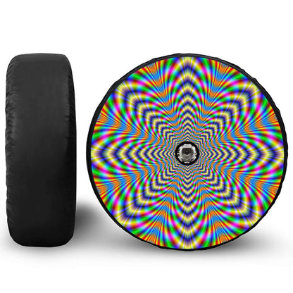 Octagonal Psychedelic Optical Illusion Tire Cover With Camera Hole