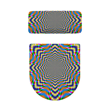 Octagonal Psychedelic Optical Illusion Toilet Lid And Tank Cover Set