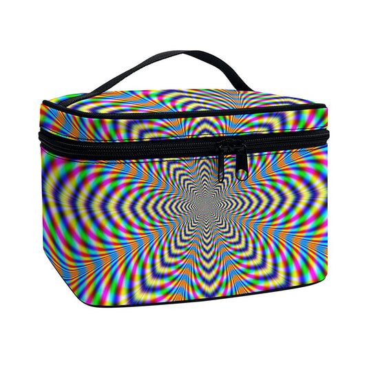Octagonal Psychedelic Optical Illusion Travel Makeup Bag
