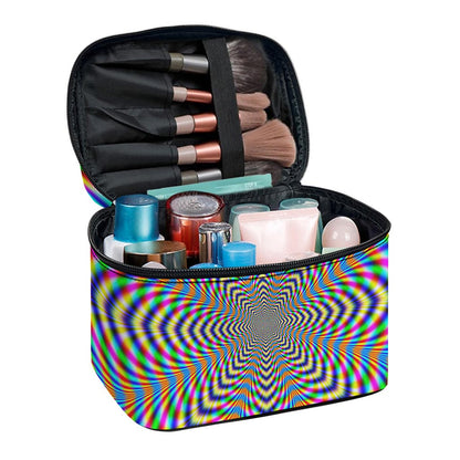 Octagonal Psychedelic Optical Illusion Travel Makeup Bag