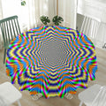 Octagonal Psychedelic Optical Illusion Waterproof Round Tablecloth