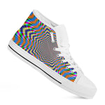 Octagonal Psychedelic Optical Illusion White High Top Sneakers