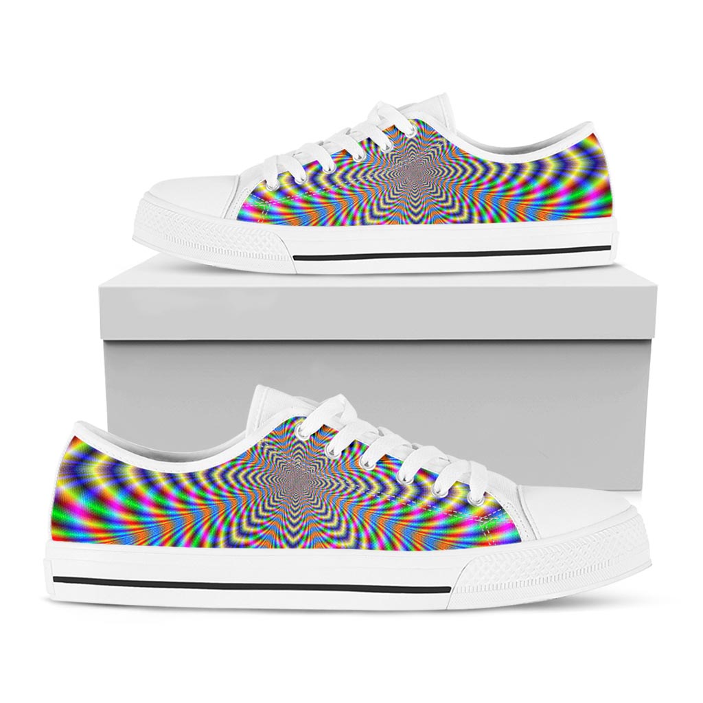 Octagonal Psychedelic Optical Illusion White Low Top Sneakers