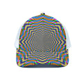 Octagonal Psychedelic Optical Illusion White Mesh Trucker Hat