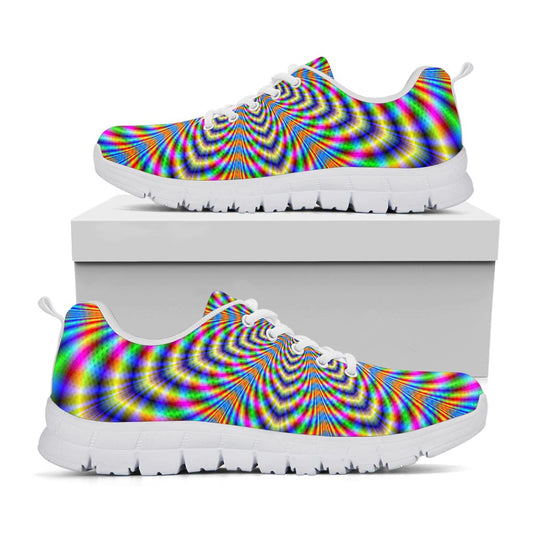 Octagonal Psychedelic Optical Illusion White Running Shoes