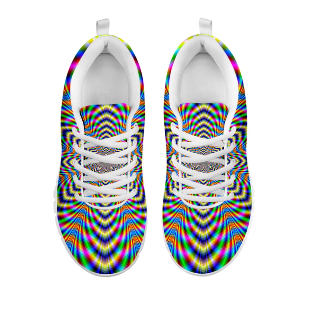 Octagonal Psychedelic Optical Illusion White Running Shoes