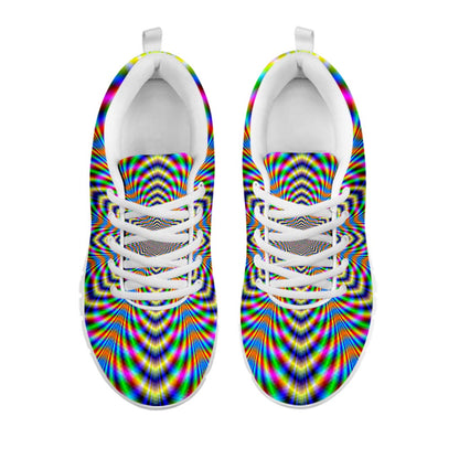Octagonal Psychedelic Optical Illusion White Running Shoes
