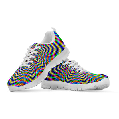 Octagonal Psychedelic Optical Illusion White Running Shoes
