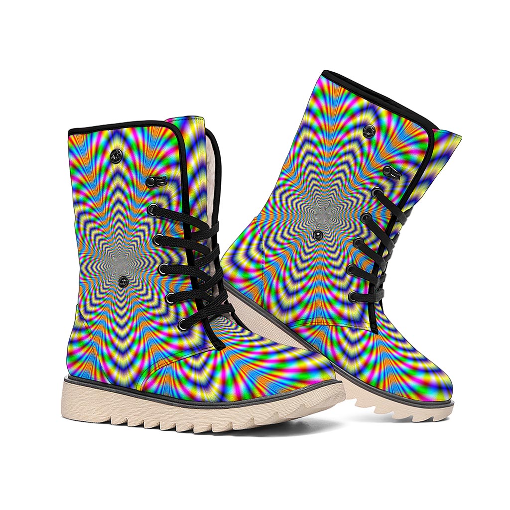 Octagonal Psychedelic Optical Illusion Winter Boots