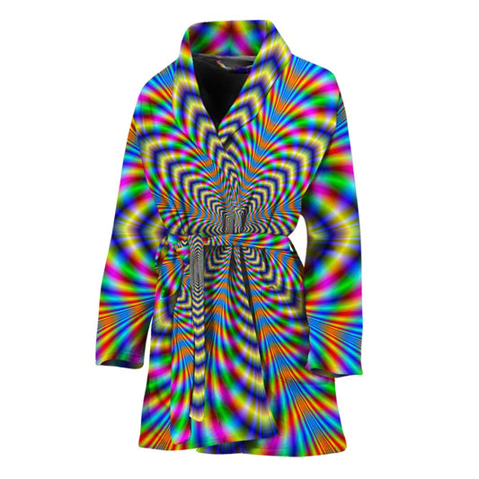 Octagonal Psychedelic Optical Illusion Women's Bathrobe