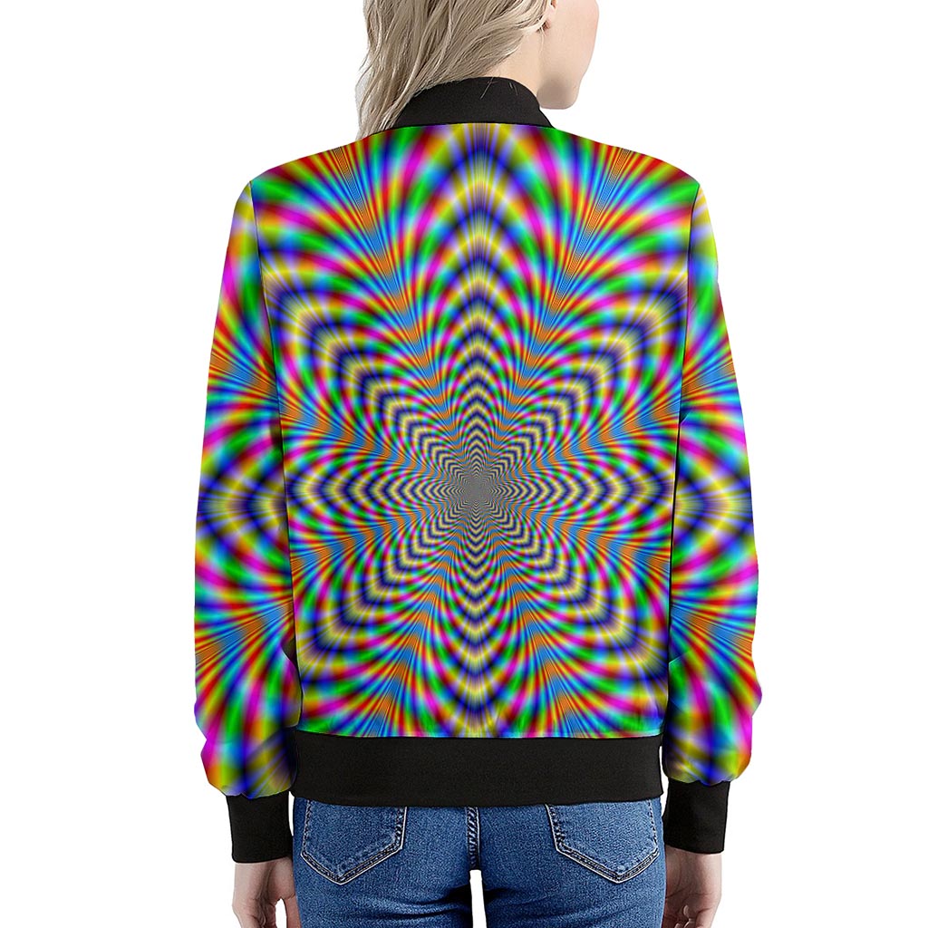 Octagonal Psychedelic Optical Illusion Women's Bomber Jacket